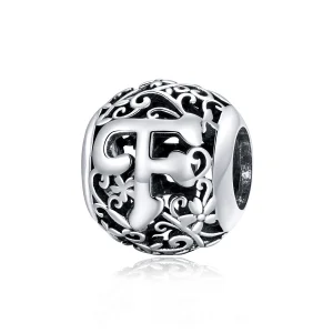 (image for) Pandora Style Openwork Flower Letter F Charm - SCC1444-F 