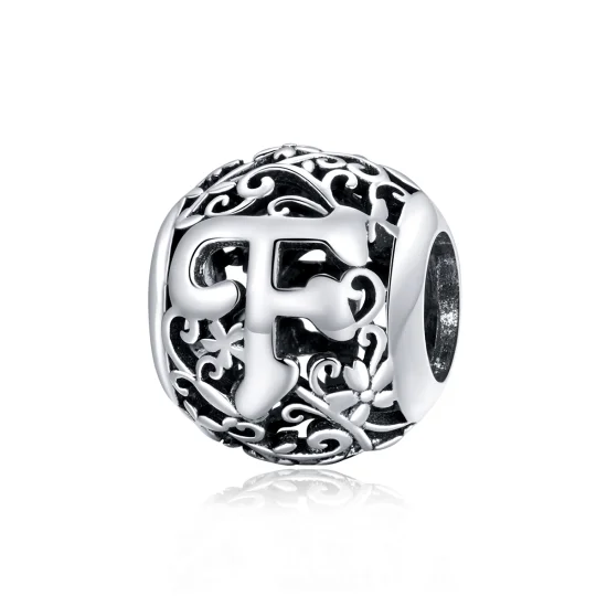 (image for) Pandora Style Openwork Flower Letter F Charm - SCC1444-F 