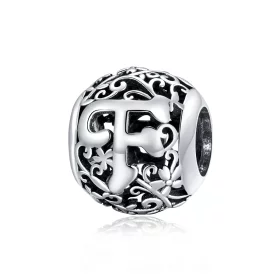 Pandora Style Openwork Flower Letter F Charm - SCC1444-F Pandora Style Openwork Flower Letter F Charm - SCC1444-F