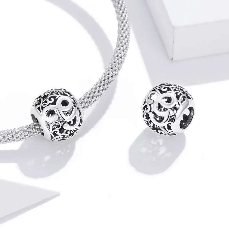 (image for) Pandora Style Openwork Flower Letter G Charm - SCC1444-G - View 4