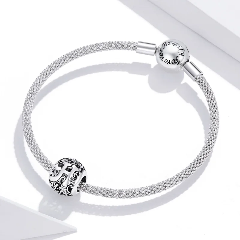 (image for) Pandora Style Openwork Flower Letter H Charm - SCC1444-H - View 3