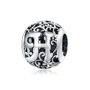 (image for) Pandora Style Openwork Flower Letter H Charm - SCC1444-H 