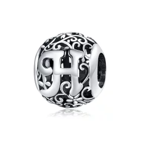Pandora Style Openwork Flower Letter H Charm - SCC1444-H Pandora Style Openwork Flower Letter H Charm - SCC1444-H
