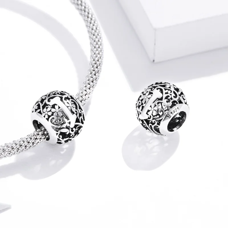 (image for) Pandora Style Openwork Flower Letter I Charm - SCC1444-I - View 4