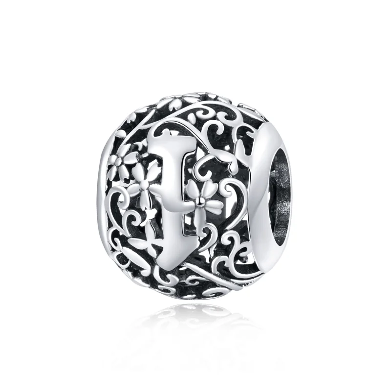 (image for) Pandora Style Openwork Flower Letter I Charm - SCC1444-I - Product Image