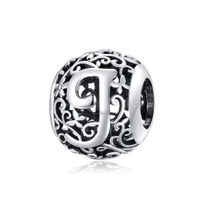 (image for) Pandora Style Openwork Flower Letter J Charm - SCC1444-J 