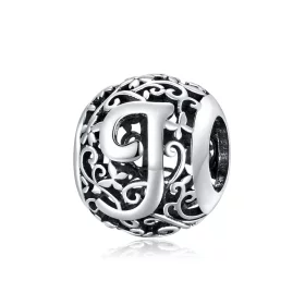 Pandora Style Openwork Flower Letter J Charm - SCC1444-J Pandora Style Openwork Flower Letter J Charm - SCC1444-J