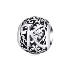 Pandora Style Openwork Flower Letter K Charm - SCC1444-K Pandora Style Openwork Flower Letter K Charm - SCC1444-K
