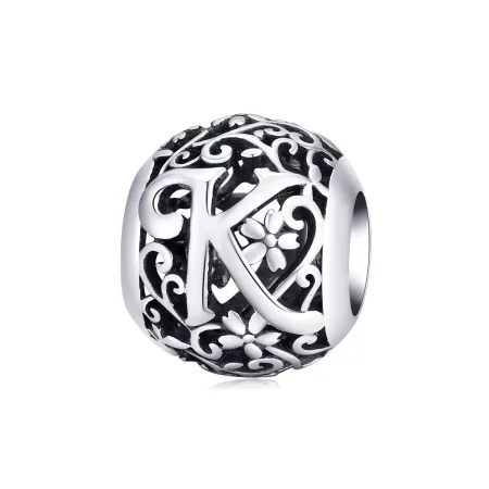 Pandora Style Openwork Flower Letter K Charm - SCC1444-K Pandora Style Openwork Flower Letter K Charm - SCC1444-K