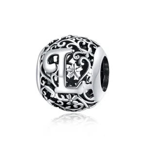 (image for) Pandora Style Openwork Flower Letter L Charm - SCC1444-L 
