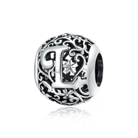 Pandora Style Openwork Flower Letter L Charm - SCC1444-L Pandora Style Openwork Flower Letter L Charm - SCC1444-L