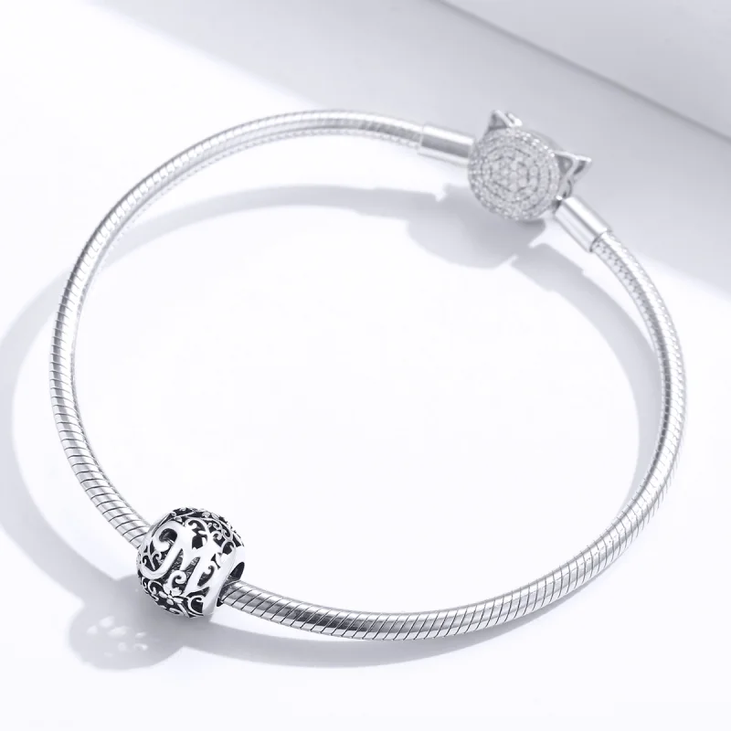 (image for) Pandora Style Openwork Flower Letter M Charm - SCC1444-M - View 3