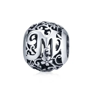 (image for) Pandora Style Openwork Flower Letter M Charm - SCC1444-M 