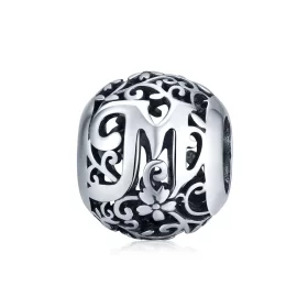 Pandora Style Openwork Flower Letter M Charm - SCC1444-M Pandora Style Openwork Flower Letter M Charm - SCC1444-M