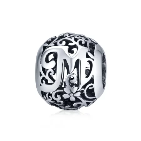 Pandora Style Openwork Flower Letter M Charm - SCC1444-M Pandora Style Openwork Flower Letter M Charm - SCC1444-M