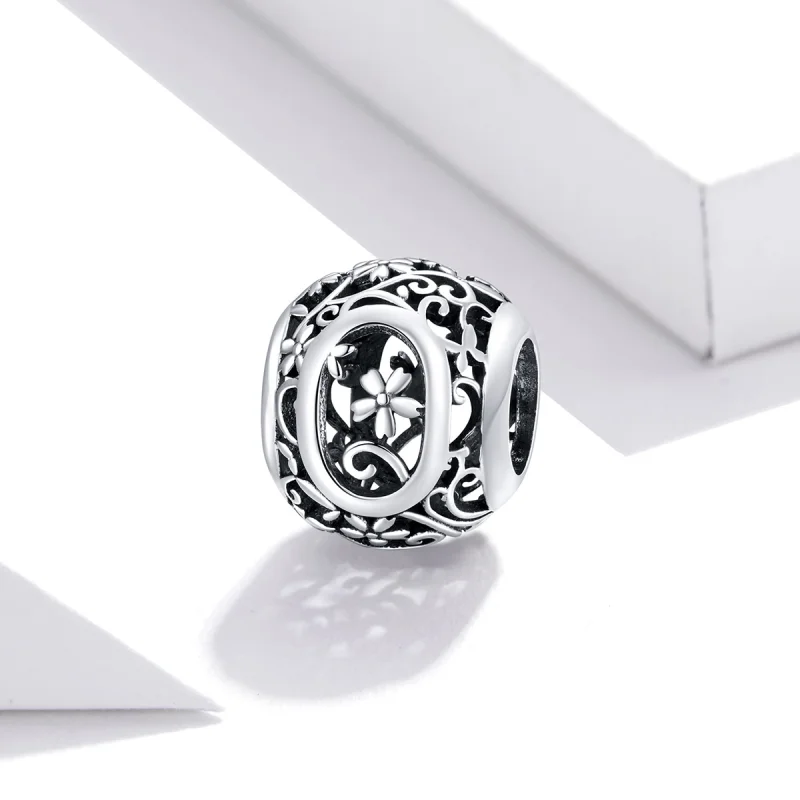 (image for) Pandora Style Openwork Flower Letter O Charm - SCC1444-O - View 2