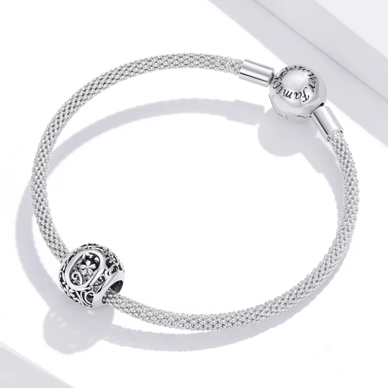 (image for) Pandora Style Openwork Flower Letter O Charm - SCC1444-O - View 3