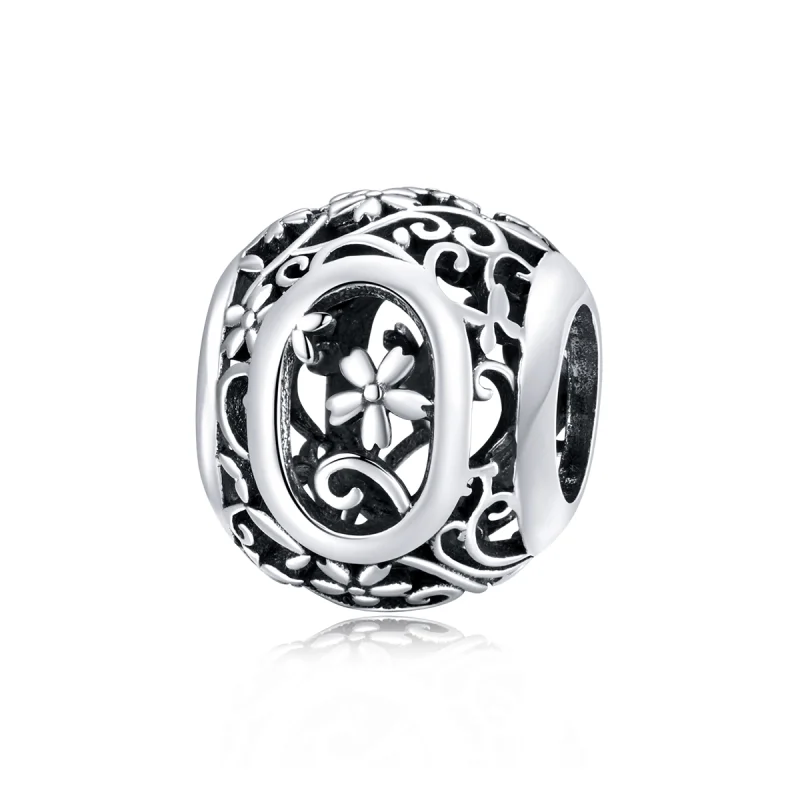 (image for) Pandora Style Openwork Flower Letter O Charm - SCC1444-O - Product Image