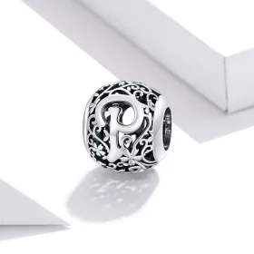 Pandora Style Openwork Flower Letter P Charm - SCC1444-P Pandora Style Openwork Flower Letter P Charm - SCC1444-P