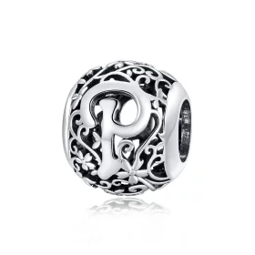 Pandora Style Openwork Flower Letter P Charm - SCC1444-P Pandora Style Openwork Flower Letter P Charm - SCC1444-P