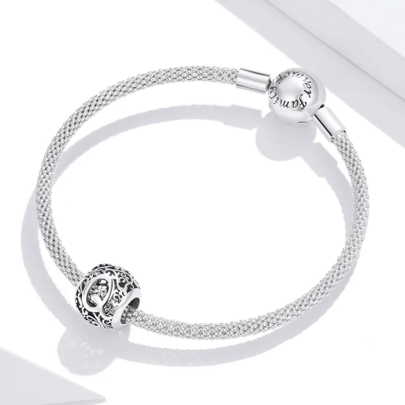 (image for) Pandora Style Openwork Flower Letter Q Charm - SCC1444-Q - View 3