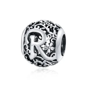 (image for) Pandora Style Openwork Flower Letter R Charm - SCC1444-R 