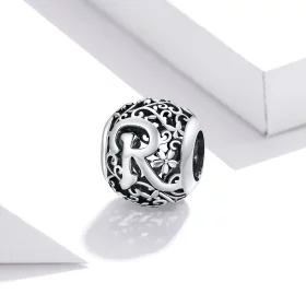 Pandora Style Openwork Flower Letter R Charm - SCC1444-R Pandora Style Openwork Flower Letter R Charm - SCC1444-R