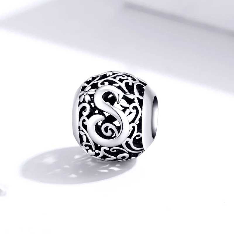 (image for) Pandora Style Openwork Flower Letter S Charm - SCC1444-S - View 2