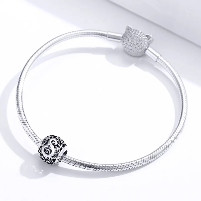(image for) Pandora Style Openwork Flower Letter S Charm - SCC1444-S - View 3