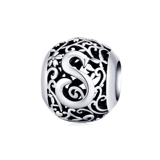 (image for) Pandora Style Openwork Flower Letter S Charm - SCC1444-S 