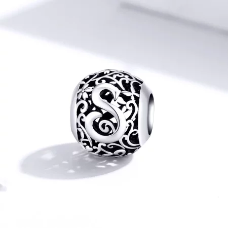Pandora Style Openwork Flower Letter S Charm - SCC1444-S