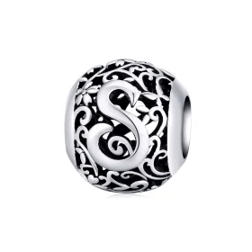 Pandora Style Openwork Flower Letter S Charm - SCC1444-S Pandora Style Openwork Flower Letter S Charm - SCC1444-S