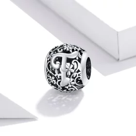 Pandora Style Openwork Flower Letter T Charm - SCC1444-T Pandora Style Openwork Flower Letter T Charm - SCC1444-T