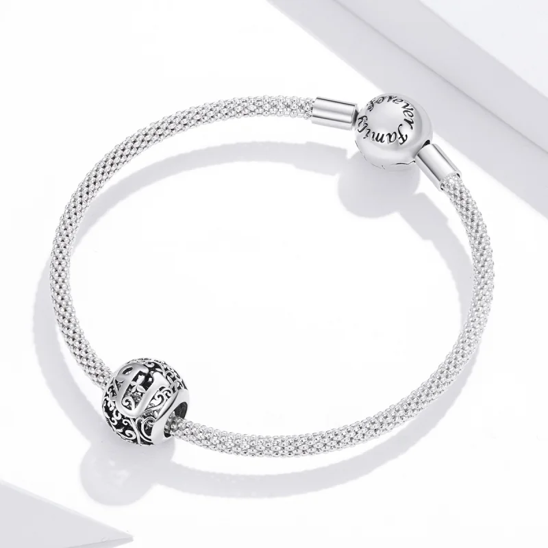 (image for) Pandora Style Openwork Flower Letter U Charm - SCC1444-U - View 3