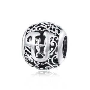 (image for) Pandora Style Openwork Flower Letter U Charm - SCC1444-U 