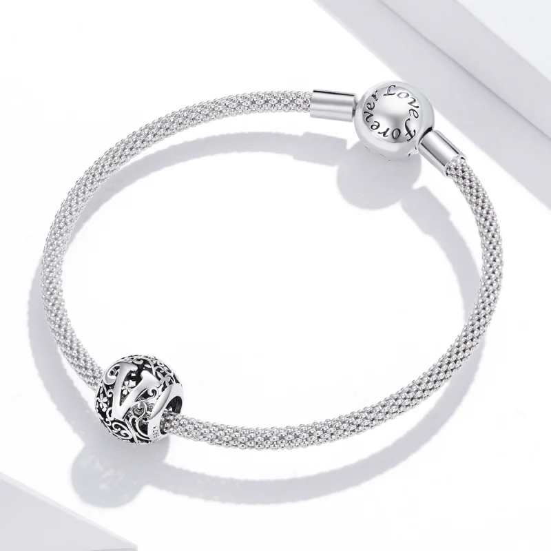 (image for) Pandora Style Openwork Flower Letter V Charm - SCC1444-V - View 3