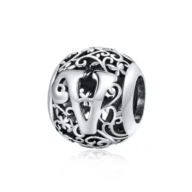 Pandora Style Openwork Flower Letter V Charm - SCC1444-V Pandora Style Openwork Flower Letter V Charm - SCC1444-V