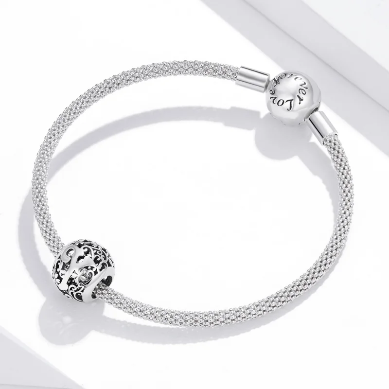 (image for) Pandora Style Openwork Flower Letter Y Charm - SCC1444-Y - View 3