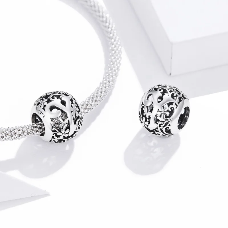(image for) Pandora Style Openwork Flower Letter Y Charm - SCC1444-Y - View 4