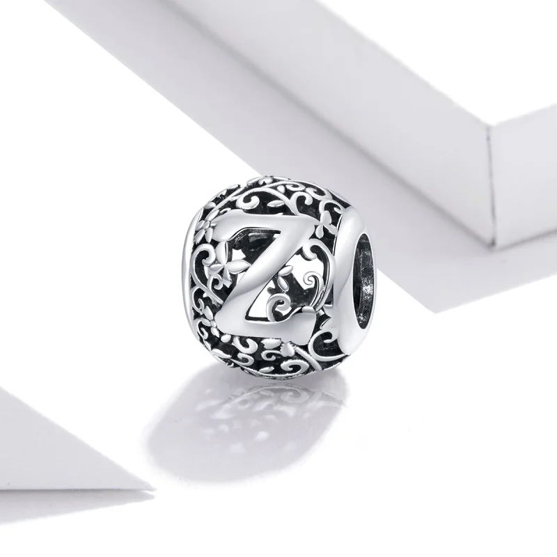 (image for) Pandora Style Openwork Flower Letter Z Charm - SCC1444-Z - View 2