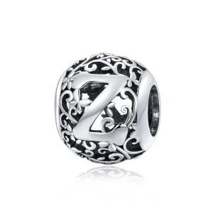 Pandora Style Openwork Flower Letter Z Charm - SCC1444-Z (image for) Pandora Style Openwork Flower Letter Z Charm - SCC1444-Z