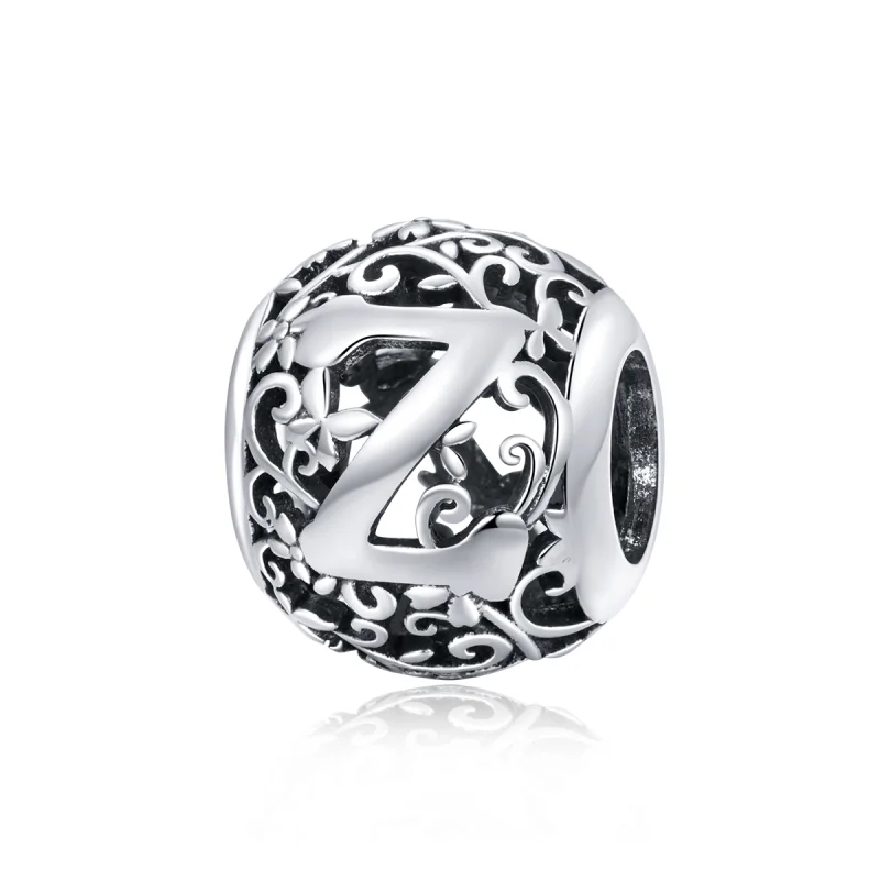 (image for) Pandora Style Openwork Flower Letter Z Charm - SCC1444-Z - Product Image