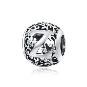 Pandora Style Openwork Flower Letter Z Charm - SCC1444-Z Pandora Style Openwork Flower Letter Z Charm - SCC1444-Z