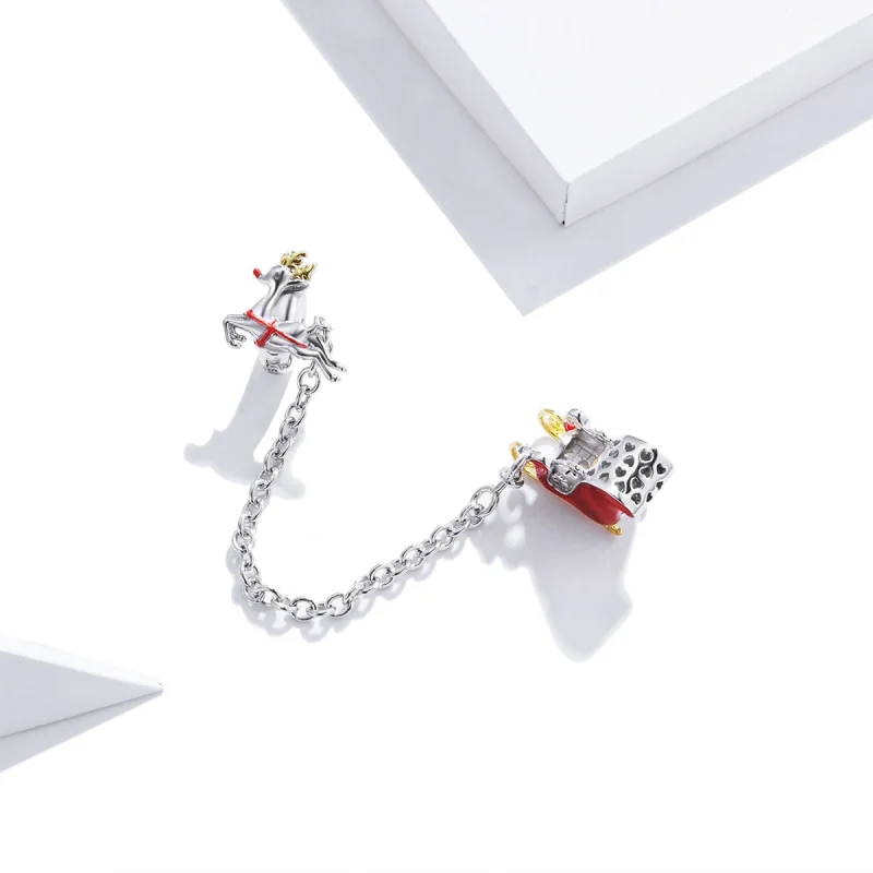 (image for) Pandora Style Santa's Sleigh Safety Chain - SCC1667 - View 2