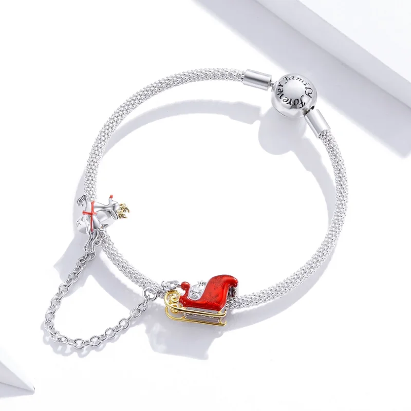(image for) Pandora Style Santa's Sleigh Safety Chain - SCC1667 - View 3
