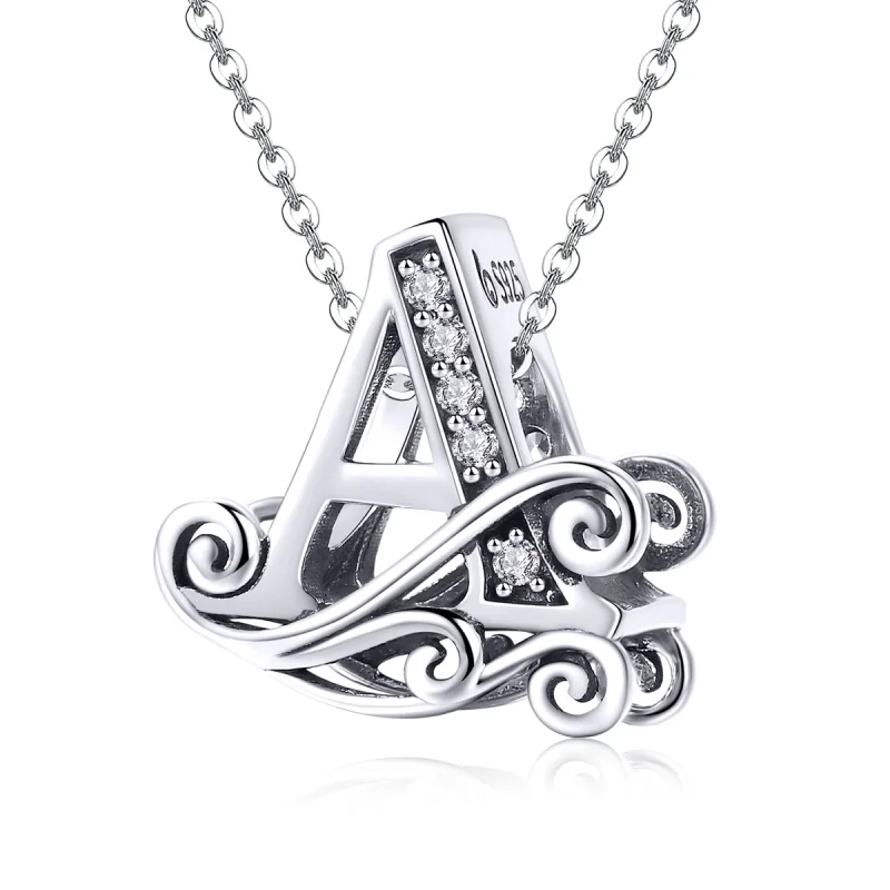 (image for) Pandora Style Sparkling Pavé Flower Letter A Charm - BSC030-A - View 2