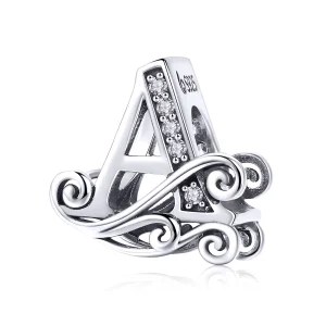 (image for) Pandora Style Sparkling Pavé Flower Letter A Charm - BSC030-A 