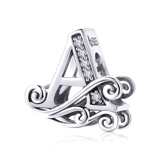 (image for) Pandora Style Sparkling Pavé Flower Letter A Charm - BSC030-A 