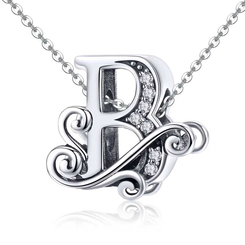 (image for) Pandora Style Sparkling Pavé Flower Letter B Charm - BSC030-B - View 2