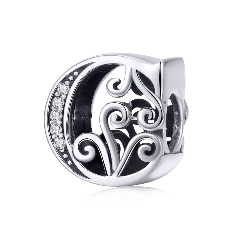 (image for) Pandora Style Sparkling Pavé Flower Letter C Charm - BSC030-C - Product Image